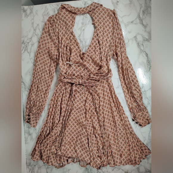 Free People It Takes Two Patterned Wrap Dress Size Medium - Picture 3 of 8
